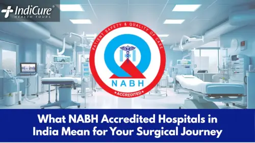 Surgical suite with advanced medical equipment featuring the NABH accreditation seal, representing quality in the Indian surgical journey.